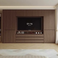 Meuble TV sur mesure pour toute la maison, unité murale TV à coins arrondis, panneau de qualité ENF, multicolore, OEM ODM