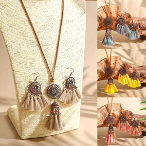 Ensemble de bijoux bohèmes à pampilles, collier et boucles d'oreilles en alliage plaqué bronze antique, bijoux de mode pour femmes - Product Image 2