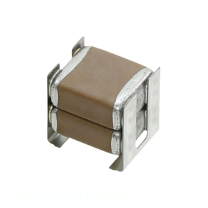 Condensador cerámico SMD apilado de 47 uF, 25V, X7R, KRM55WR71E476MH01K, 2 terminales en J, montaje en superficie, MLCC, canal del fabricante CAP CER 47UF. - Product Image 1
