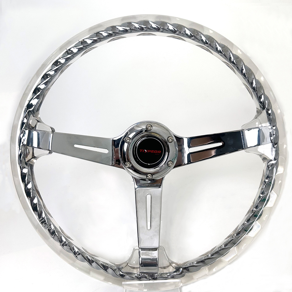 エ*ン様 hitman ステアリング　32.5センチ　ツイスト　クリア　スケルト 350mm Hitman Twist Crystal Acrylic Steering Wheel - Transparent