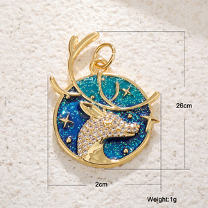 DIY joyería de Navidad chapada en oro baratijas Luna Azul tortuga alce ciervo bolsa encanto sol planeta encantos joyería Accesorios - Product Image 3