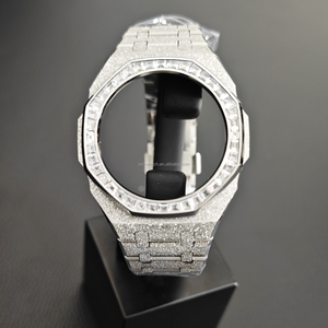 Kit de montre de luxe en acier inoxydable 316L givré de 5e <span class=keywords><strong>g</strong></span>énération avec diamant carré modifié <span class=keywords><strong>G</strong></span> Ga2100 <span class=keywords><strong>Shock</strong></span> Oak Case - Product Image 3