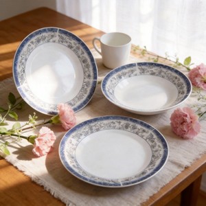 Juego de Vajilla de Cerámica Harvit de 18 Piezas con Diseño Clásico, Borde Plateado <span class=keywords><strong>y</strong></span> Decoración de Flores Asadas - Product Image 2