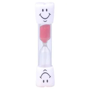 Plastik kum saati gülen yüz diş fırçası kum zamanlayıcı çocuk için kum saati
