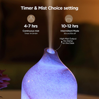 Diffuseur d'huiles essentielles en verre soufflé à la main 200 ml, grande pièce, portable, aromathérapie domestique avec source de lumière LED, autonomie de 6 heures