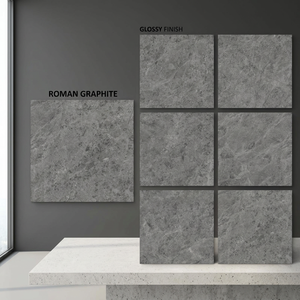 Sicilia Crema Blue Grey Polished Glazed Porcelain Floor Tiles Elegant Stone Design 32x32 Inch - Product Image 3