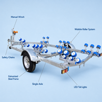 Remorque pour bateau à moteur, bon fournisseur, remorque pour bateau avec rouleaux