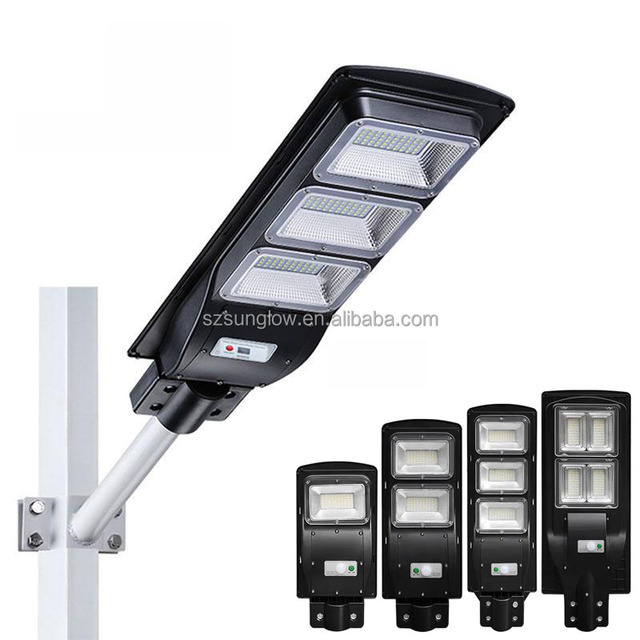 LED Solar Street Light 30W 60W 90W 120W Radar Sensor Outdoor Road Lamp Integrated Sun Panel Lights with Remote Pole