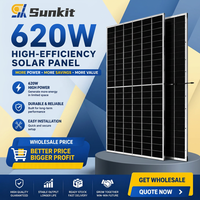 Panneaux solaires N-Type demi-cellules Sunkit 2026, module PV haute performance, super efficace 600-620W, rendement de 21,3%