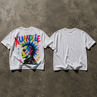 T-shirt Boxy Vintage Streetwear Délavé Personnalisé Unisexe Coupe Courte Carrée en Coton Imprimé Numérique Jet d'Encre Motif Punk