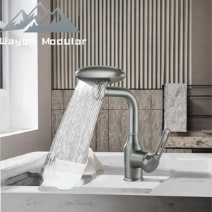 Robinet <span class=keywords><strong>de</strong></span> lavabo <span class=keywords><strong>de</strong></span> salle <span class=keywords><strong>de</strong></span> bain en cascade Wayon, nickel brossé moderne, avec jet large - Product Image 1
