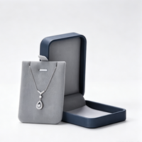 Boîte à bijoux rectangulaire bleue personnalisée de luxe, étui de présentation de bague en velours doux de qualité supérieure pour emballage cadeau de marque haut de gamme