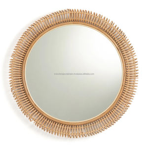 Miroir en rotin tissé Décoration d'intérieur Miroir en rotin bohème Diamètre 100 cm - Product Image 1