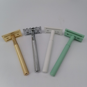 Rasoir de sécurité nickelé poignée moletée lames à double tranchant instrument de précision de <span class=keywords><strong>barbier</strong></span> - Product Image 2