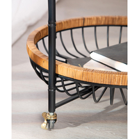 Table d'appoint avec chariot de rangement de classe Table de service de salon vintage de luxe Table basse à 2 niveaux avec roue