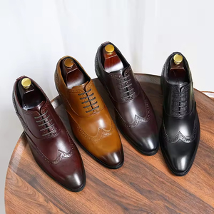 Chaussures Richelieu Oxford pour Hommes en Cuir Véritable à Bout Pointu et Montantes, Nouveauté 2025, Style Britannique Brogue Sculpté, Idéales pour Affaires, Cérémonies et Mariages - Product Image 4