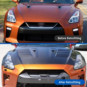 OUER Carbon Fiber Black Transparent <b>Engine</b> <b>Hood</b> for Nissan GT-R 2017 Bolt-On Installation New Condition - Product Image 2