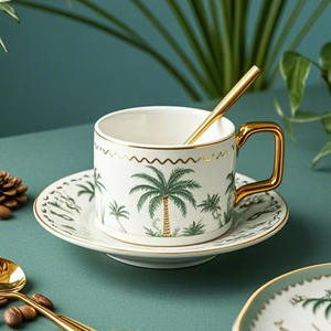 Ensemble de tasses en céramique Vacances à la plage Style océanique Impression hippocampe Palmier de coco Écologique Personnalisable Tasse à thé et à café Design moderne - Product Image 6