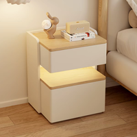 Mesita de Noche Moderna de Madera Maciza con Caja Fuerte Integrada Oculta, Antirrobo, Compacta, Ultra Estrecha de 30 cm, con Carga