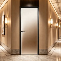Porte intérieure en verre dépoli pour salle de bain, toilettes, chambre, hôtel, cuisine, porte battante latérale en aluminium