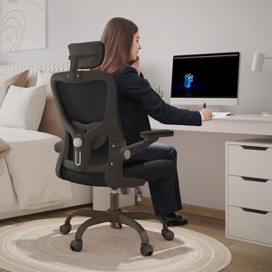 Chaises de <span class=keywords><strong>bureau</strong></span> ergonomiques <span class=keywords><strong>FLEXISPOT</strong></span> OC1, chaise de <span class=keywords><strong>bureau</strong></span> en maille, chaise de travail confortable à dossier haut avec roulettes pivotantes, noire - Product Image 6