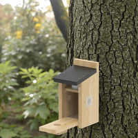 Nouvelle Tendance Moderne : Caméra d'Observation d'Oiseaux à Reconnaissance IA, Niche à Oiseaux Intelligente Automatique en Bois, Alimentée par Recharge, Fournitures de Jardin