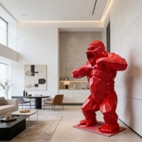 Vente flash : Sculpture de gorille en résine peinte à la main, pour décoration extérieure et souvenir, en fibre de verre