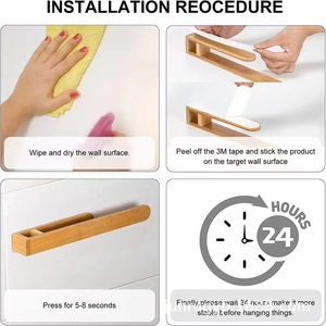 Toallero de madera con 1 barra, autoadhesivo, para cocina y baño, soporte multiusos para paños de cocina - Product Image 4