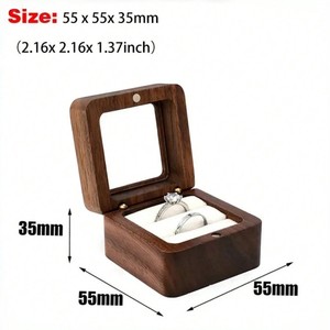 Wooden Heart Shape <b>Ring</b> <b>Box</b> 55x55x35mm For Engagement Wedding Jewelry Storage - Product Image 3