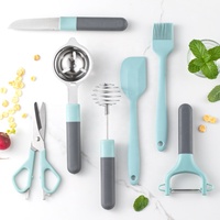 6 pièces couteaux de Chef colorés en paille de blé ciseaux éplucheur couteau à Steak couteau à pain de légumes ensemble de couteaux de cuisine avec bloc