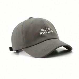 หมวกแก๊ปปักลาย Hello Weekend สีเบจ สำหรับฤดูร้อน ขายส่ง หมวกเบสบอลแบบ unisex สั่งทำได้ สำหรับผู้หญิง - Product Image 4