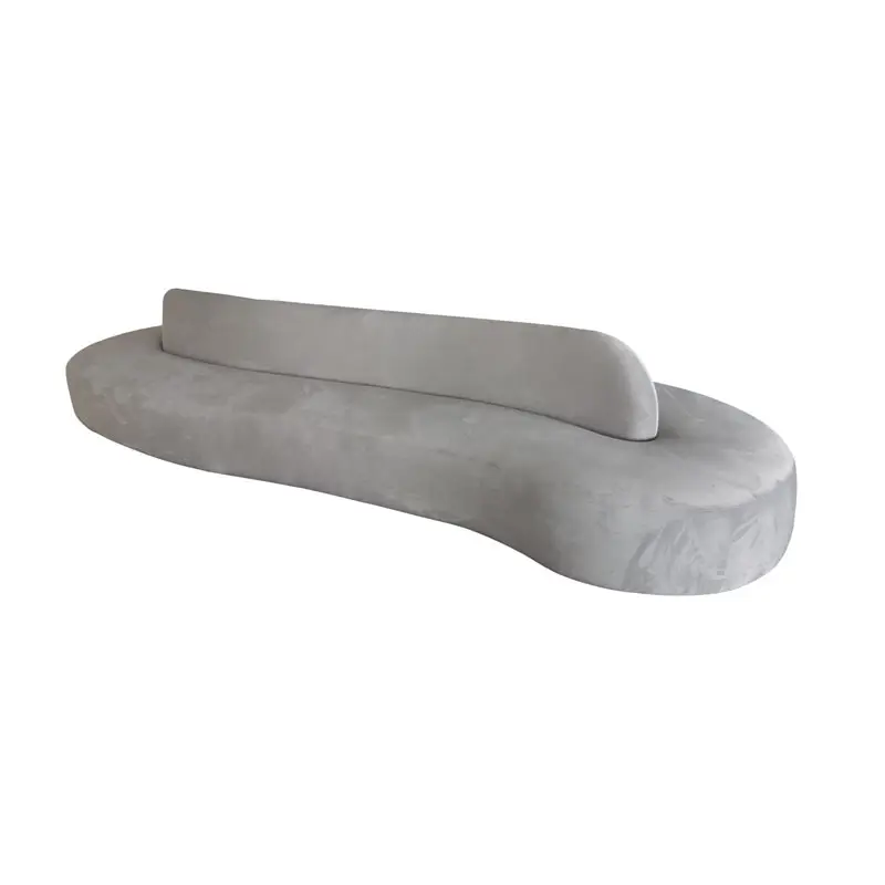 MRS WOODS Luxury curve style room furniture grigio moderno velluto sedia divano imbottito