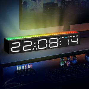 Horloge de table numérique multifonctionnelle avec alarme intelligente, température et humidité, écran LED RVB grand format, veilleuse - Product Image 2