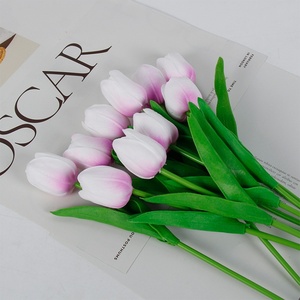 Fabbrica all'ingrosso rosa chiaro tulipano fiore artificiale 35cm vero tocco PU fatto a mano di buona qualità laurea festa della mamma del nuovo anno - Product Image 4