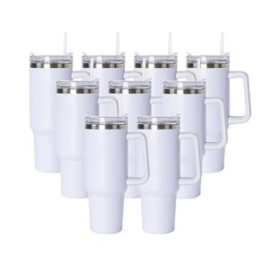 40oz Large Capacity Best Value Water <b>Bottle</b> Gifts White Blank Sublimation Insulated Travel Mug Tumbler with Lid and Straw - Product Image 1