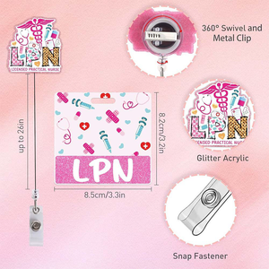 Nouveaux styles gommage vie acrylique RN CNA ER porte-Badge série médicale étudiant <span class=keywords><strong>en</strong></span> soins infirmiers RN Badge bobine infirmière cadeaux articles - Product Image 4