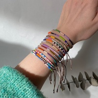 Manik-manik Miyuki Vintage INS Niche yang Dikait untuk Gelang Wanita, Hadiah Ulang Tahun Sahabat Terbaik - Gelang Tipis Berlapis yang Trendi