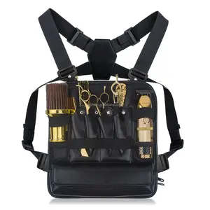 कार्यात्मक छाती नाइयों पेशेवर स्टाइलिश बाल कटवाने उपकरण भंडारण के लिए रिसाव बैग छाती बैग काले चमड़े Barberia बैग