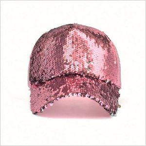 Casquette de baseball personnalisable pour femme, unie, à paillettes, scintillante, rose fantaisie, à sequins, pour spectacle de scène - Product Image 3