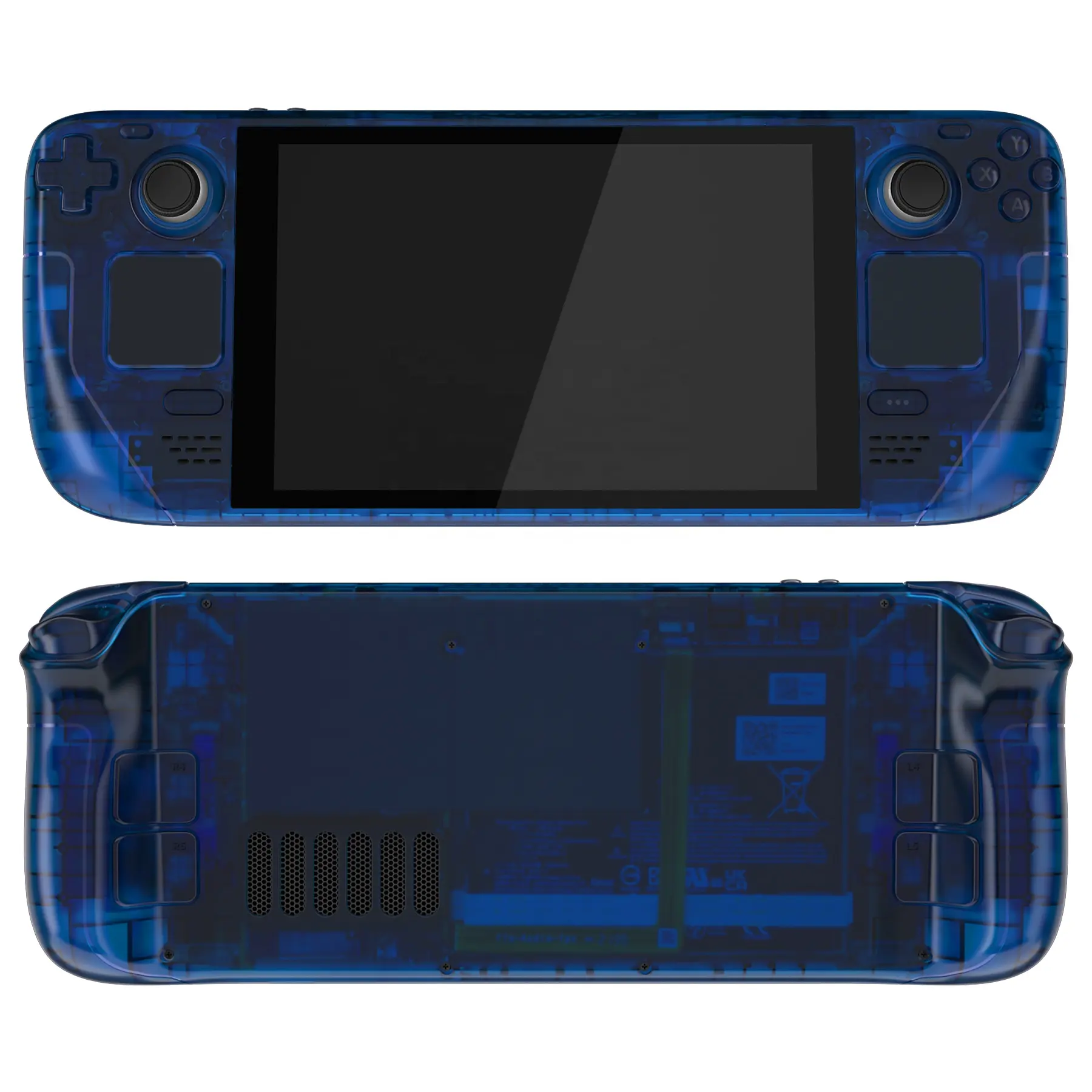 eXtremeRate Custom Clear Blue Replacement Front Back Shell with Buttons For Steam Deck