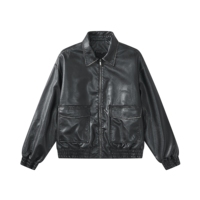 Chaqueta de Aviador Personalizada de Alta Calidad, Estilo Vintage, de Cuero, con Cuello Alto, Corte Holgado, Casual, Impermeable y Ecológica para Otoño