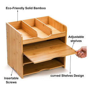 Bamboo Office Organizer Desk <b>Storage</b> Box Multifunctional <b>Filing</b> Cabinet For Document Organization And Stationery <b>Storage</b> - Product Image 2