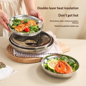 Assiette Ronde en Acier Inoxydable 304 Poli Miroir, Plateau de Service pour Pizza, Cuisine Domestique, Camping, Barbecue, Décoration, Organisateur, Plateau de Rangement - Product Image 2