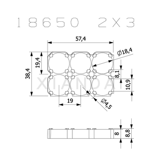 Soporte/espaciador para baterías de litio componibles 2S3P para celdas 18650, accesorio para una gestión eficiente de las celdas - Product Image 2