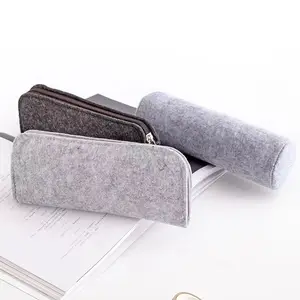 Felt Pencil Case Bag Pencil Pouch Zipper Pen Pouch Stationery Pen Case Storage Bag For Portable School Office Supplies