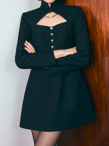 Blazer <span class=keywords><strong>Elegante</strong></span> para Mujer, Otoño-Invierno, Cuello Sólido, Manga Larga, Cierre de Botón, Venta al Por Mayor - Product Image 3