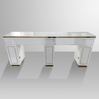 Table de manucure moderne de luxe en MDF avec système de ventilation et aspiration, ensemble double poste à ongles avec plateau en marbre pour salon de beauté
