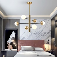 Lustre LED en verre de style nordique pour salon, modèle Zhuoer Ball, design branche d'arbre, motif haricot magique, moderne et simple, pour restaurant, chambre et magasin de vêtements, rond