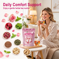 Teh Kesehatan Hormonal Wanita Rose Raspberry Herbal Alami Kantong Teh Piramid untuk Kulit Bercahaya