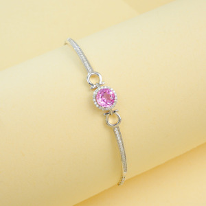 Cultivated Padparadscha Pink Blue Sapphire <b>Bracelet</b> Shiny Fashion Trendy Everyday Birthday Gift Surprise Girls L - Product Image 2